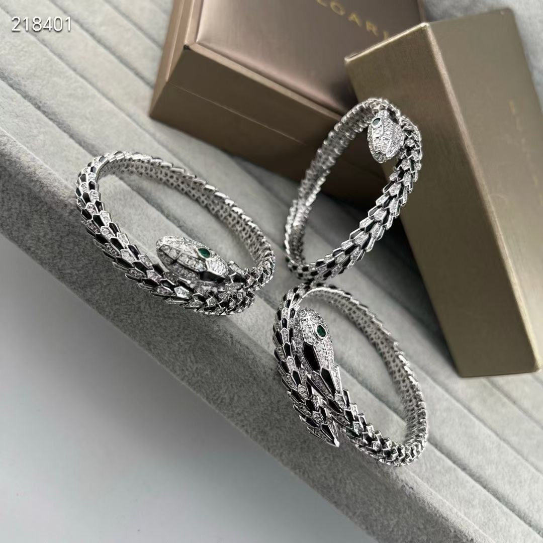 [Rose Tomorrow】NEW OBSIDIAN & DIAMOND SERPENT BRACELET