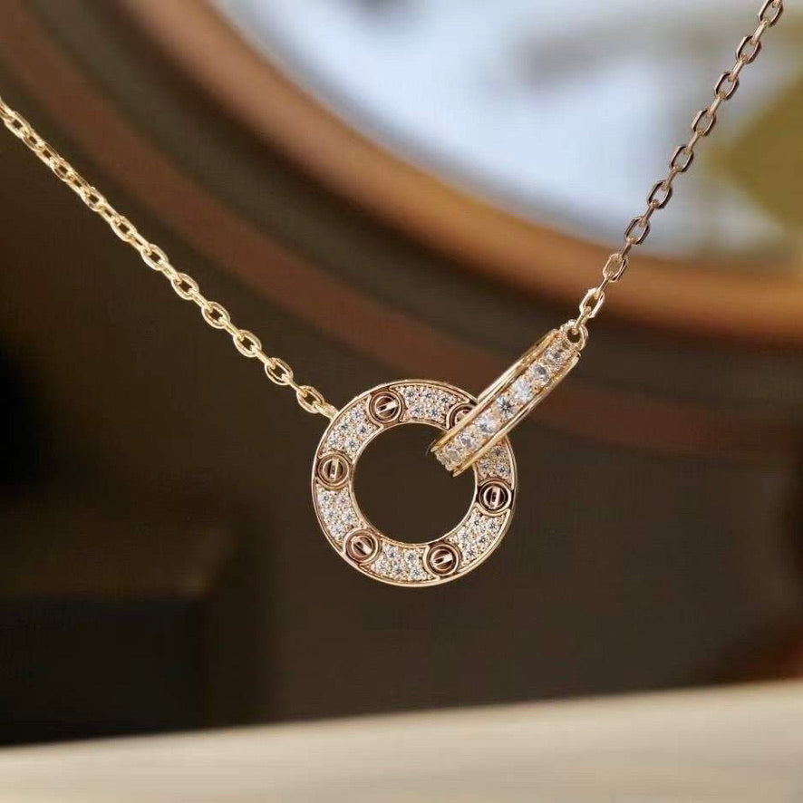 [Rose Tomorrow]LOVE  FULL DIAMOND PENDANT NECKLACE