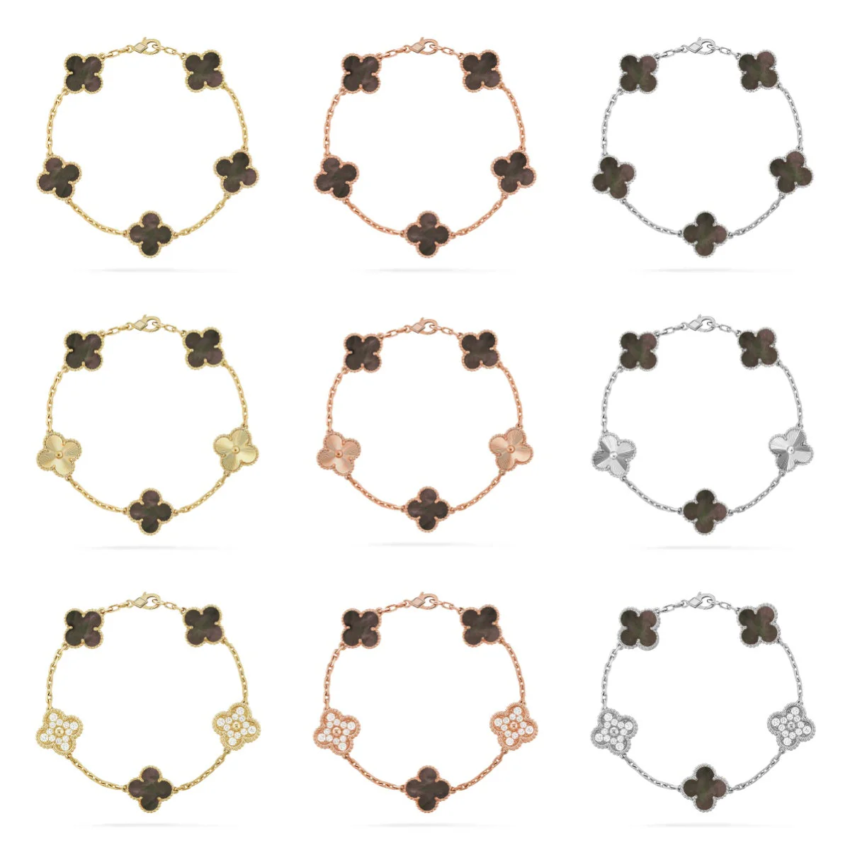 [Rose Tomorrow] CLOVER 5 MOTIF GRAY MOP BRACELET COLLECTION