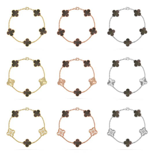 [Rose Tomorrow] CLOVER 5 MOTIF GRAY MOP BRACELET COLLECTION
