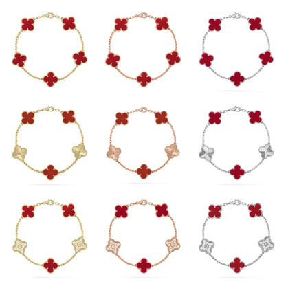 [Rose Tomorrow] CLOVER 5 MOTIF RED CORNELIAN BRACELET COLLECTION