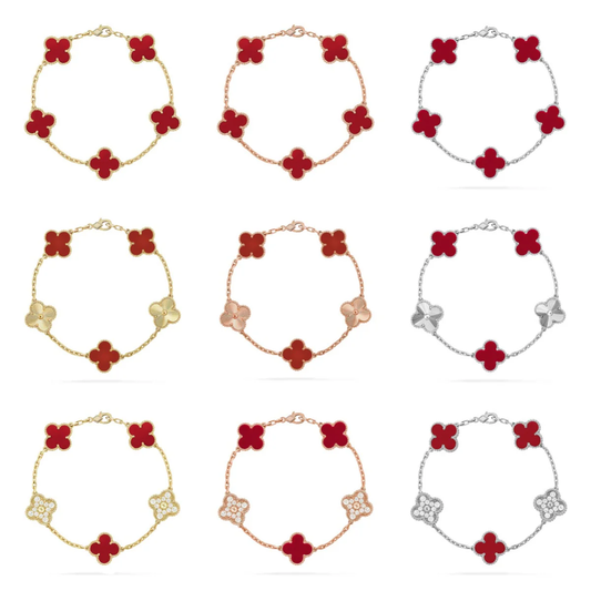 [Rose Tomorrow] CLOVER 5 MOTIF RED CORNELIAN BRACELET COLLECTION