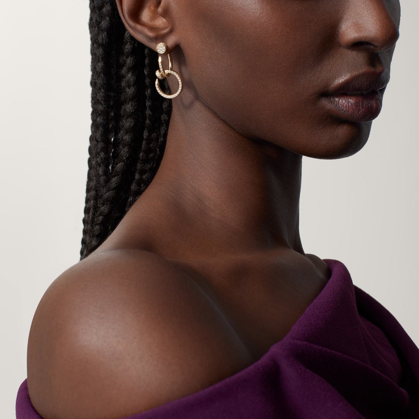 [Rose Tomorrow]JUSTE FULL DIAMOND DOUBLE EARRINGS