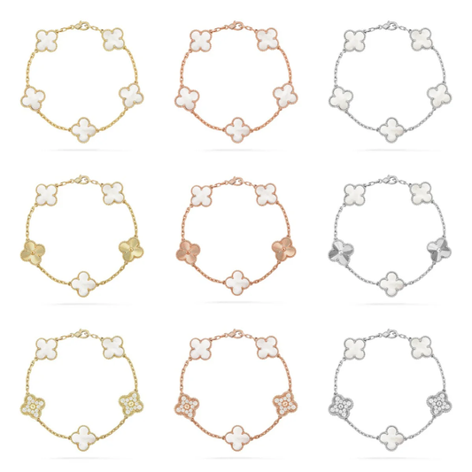[Rose Tomorrow]CLOVER WHITE PEARL MOP 5 MOTIF BRACELET COLLECTION