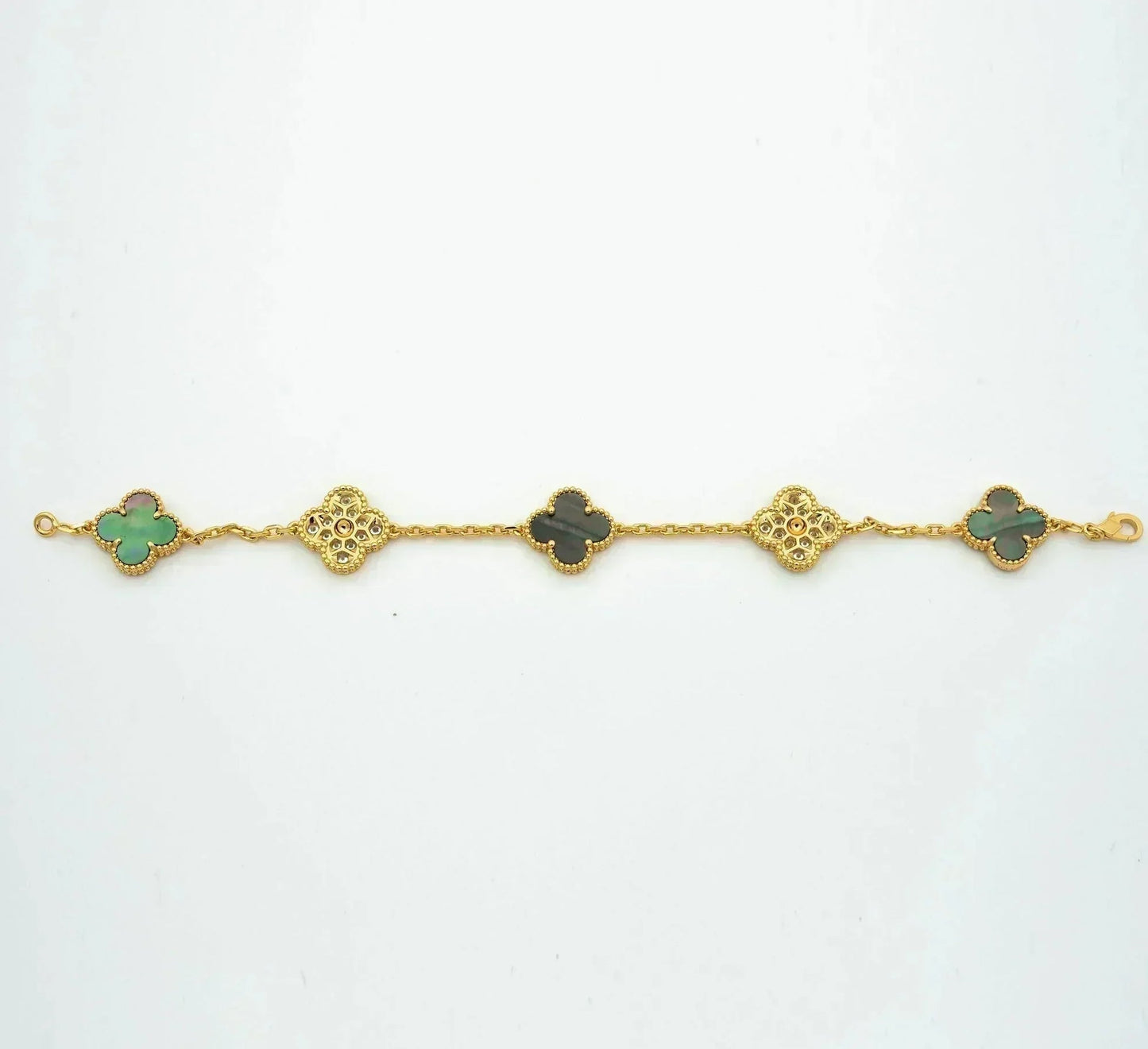 [Rose Tomorrow] CLOVER 5 MOTIF GRAY MOP BRACELET COLLECTION