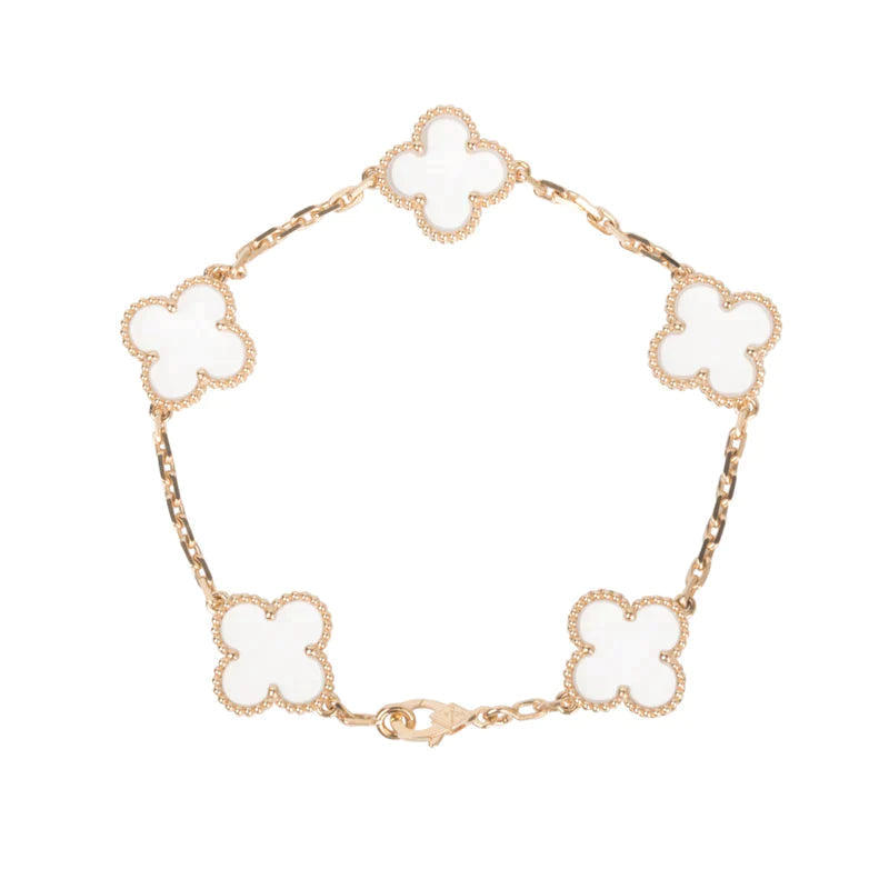 [Rose Tomorrow]CLOVER 5 MOTIF ROCK CRYSTAL BRACELET