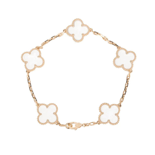 [Rose Tomorrow]CLOVER 5 MOTIF ROCK CRYSTAL BRACELET