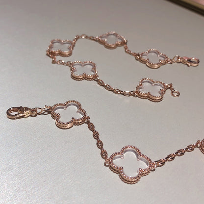 [Rose Tomorrow]CLOVER 5 MOTIF ROCK CRYSTAL BRACELET