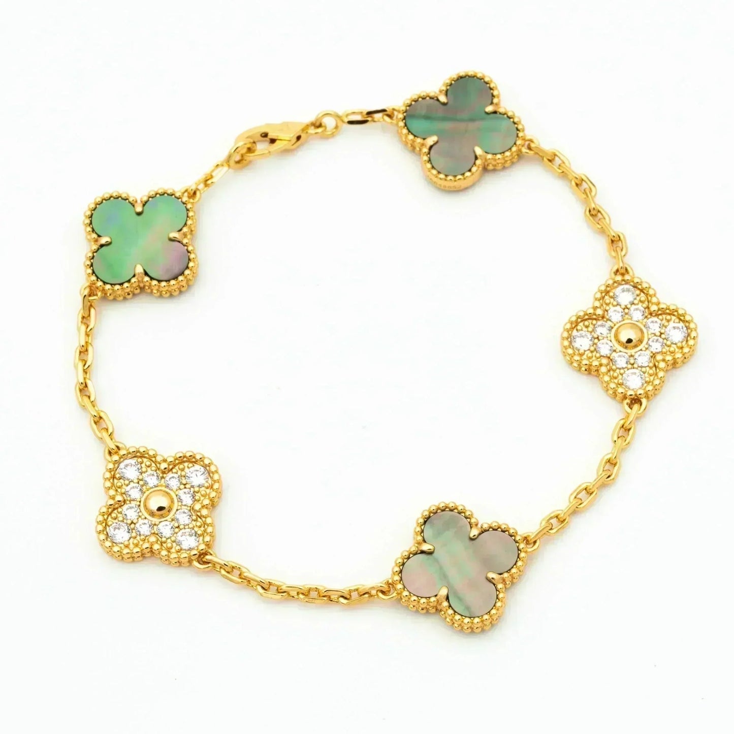 [Rose Tomorrow] CLOVER 5 MOTIF GRAY MOP BRACELET COLLECTION