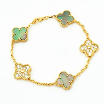 [Rose Tomorrow] CLOVER 5 MOTIF GRAY MOP BRACELET COLLECTION