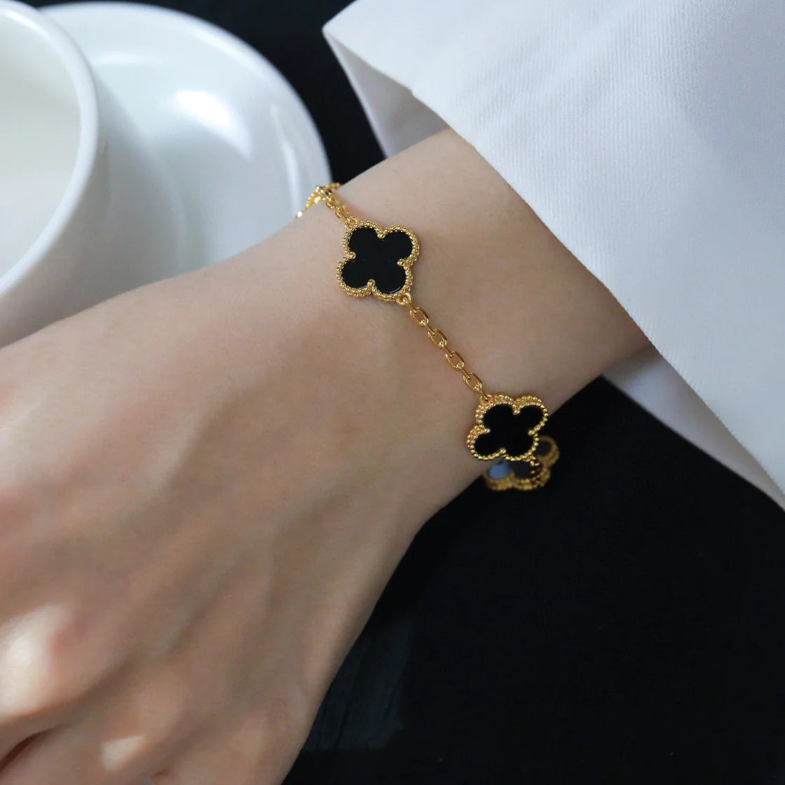 [Rose Tomorrow] CLOVER 5 MOTIF ONYXS BRACELET COLLECTION