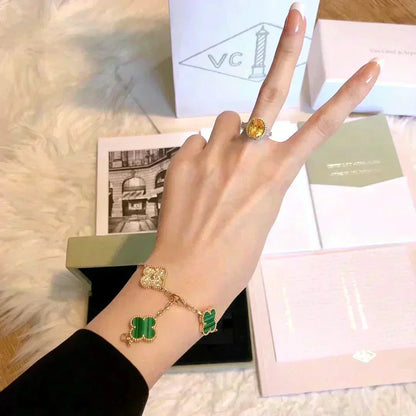 [Rose Tomorrow] CLOVER 5 MOTIF MALACHITE BRACELET COLLECTION
