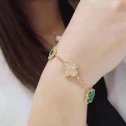 [Rose Tomorrow] CLOVER 5 MOTIF MALACHITE BRACELET COLLECTION