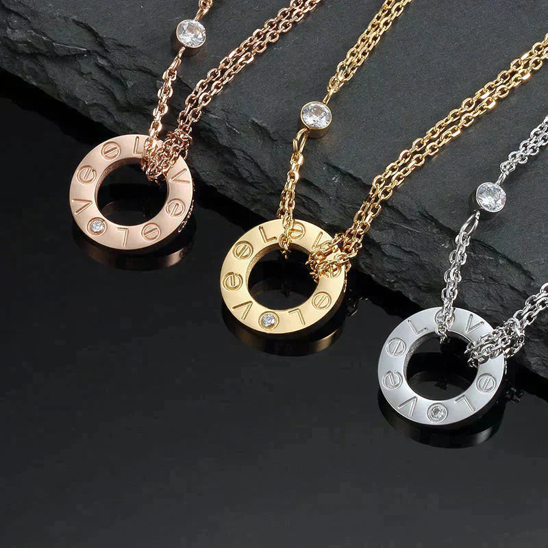 [Rose Tomorrow]LOVE NECKLACE 16MM 2 DIAMONDS