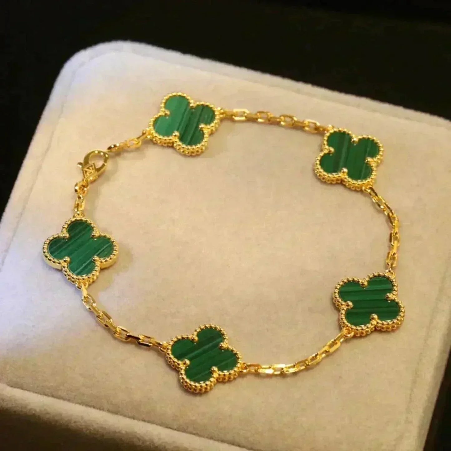 [Rose Tomorrow] CLOVER 5 MOTIF MALACHITE BRACELET COLLECTION