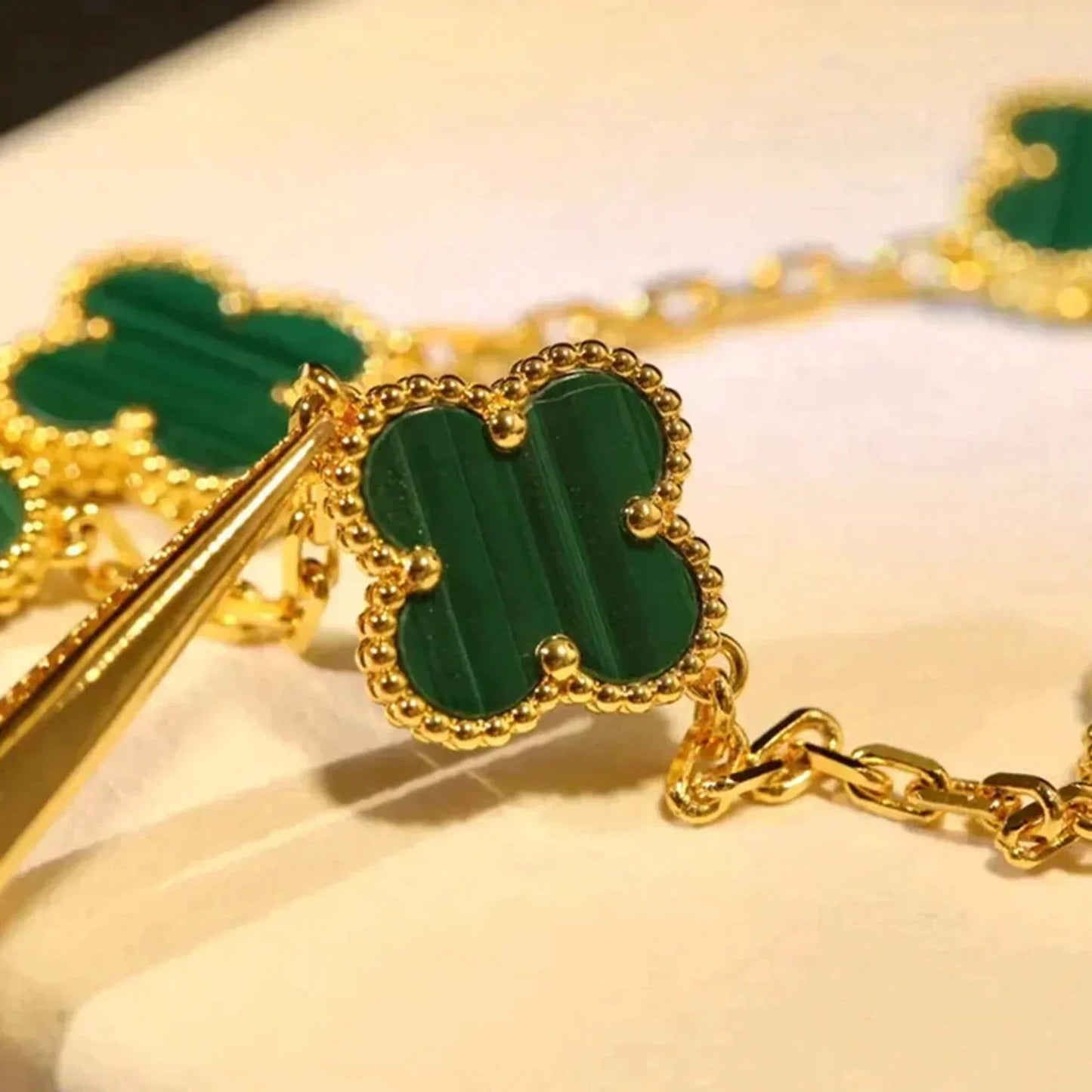 [Rose Tomorrow] CLOVER 5 MOTIF MALACHITE BRACELET COLLECTION