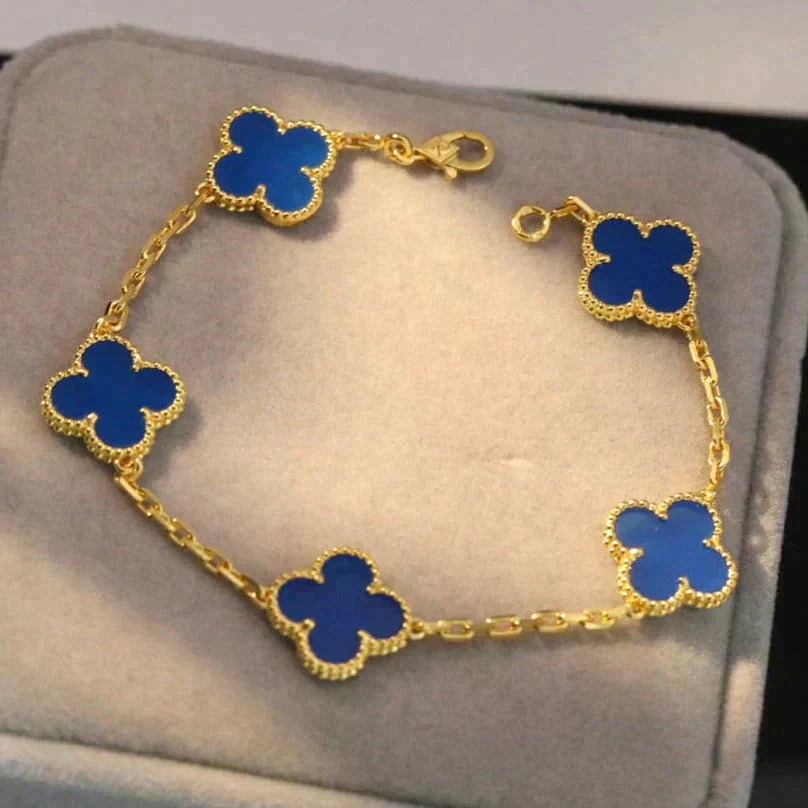 [Rose Tomorrow] CLOVER 5 MOTIF BLUE AGATE BRACELET COLLECTION