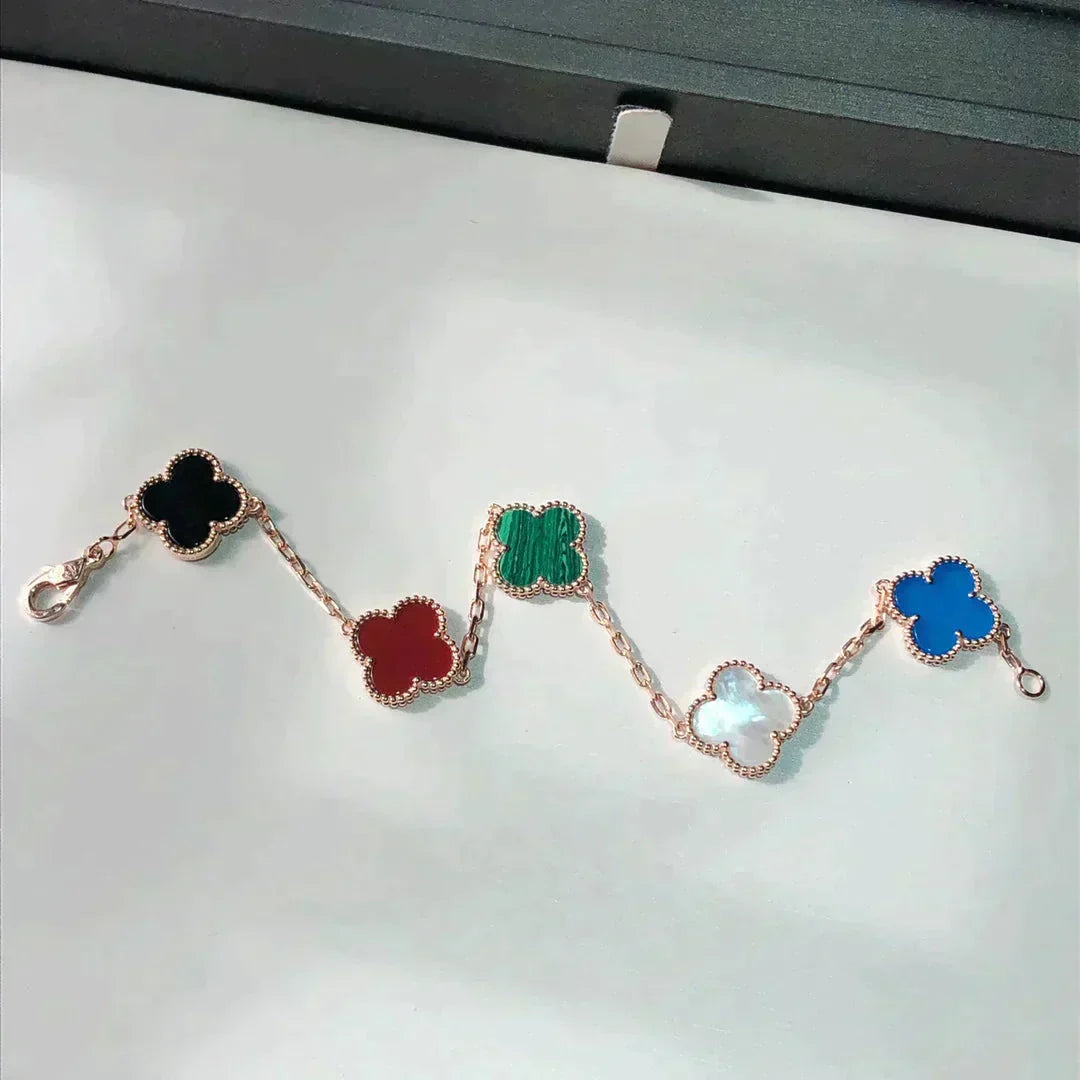[Rose Tomorrow]CLOVER 5 MOTIFS MULTICOLOR BRACELET