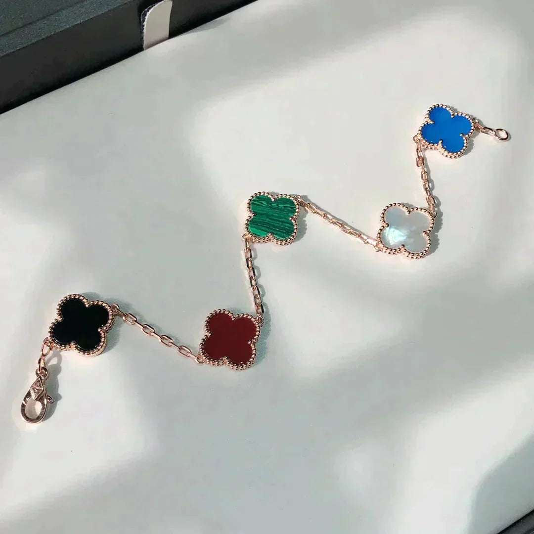 [Rose Tomorrow]CLOVER 5 MOTIFS MULTICOLOR BRACELET
