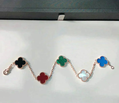 [Rose Tomorrow]CLOVER 5 MOTIFS MULTICOLOR BRACELET