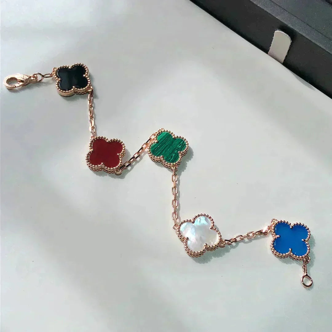 [Rose Tomorrow]CLOVER 5 MOTIFS MULTICOLOR BRACELET