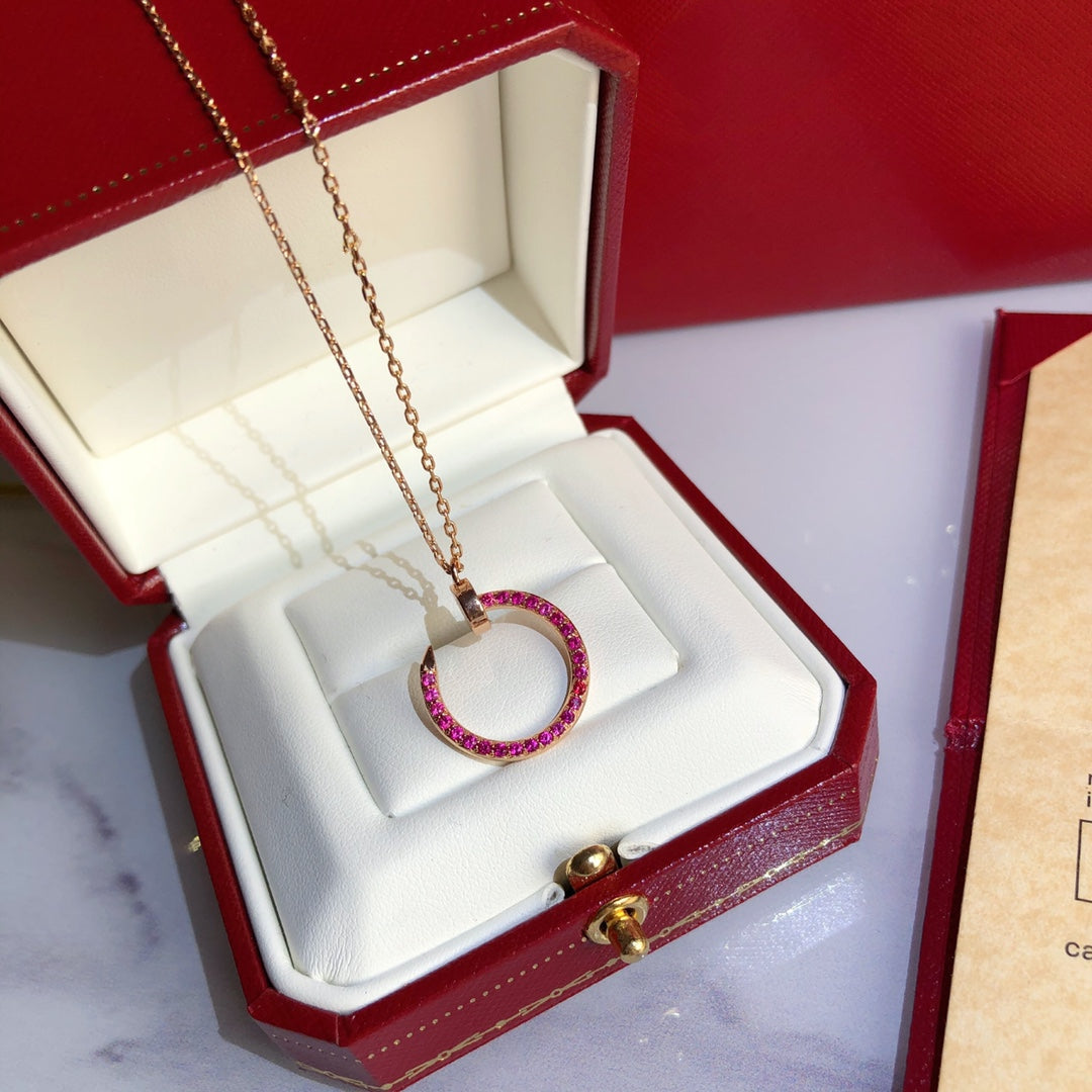 [Rose Tomorrow]JUSTE NECKLACE RED FULL DIAMONDS