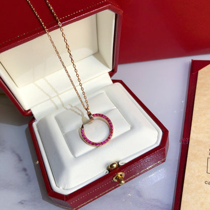 [Rose Tomorrow]JUSTE NECKLACE RED FULL DIAMONDS