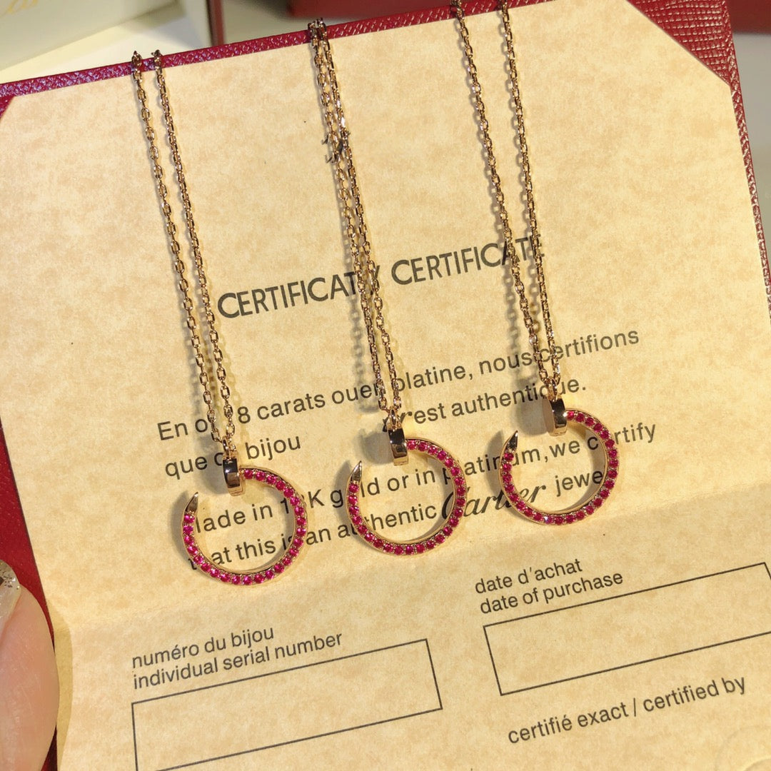 [Rose Tomorrow]JUSTE NECKLACE RED FULL DIAMONDS