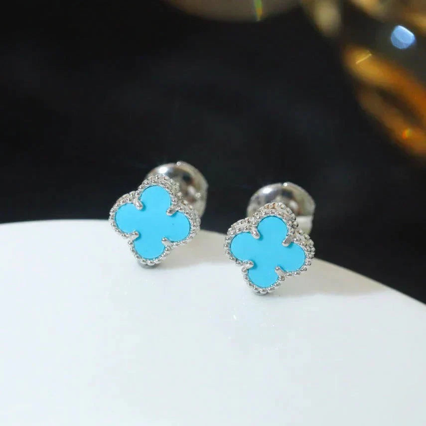 [Rose Tomorrow]CLOVER MINI 9.5MM ONYX STUD EARRINGS SILVER