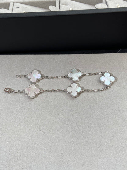 [Rose Tomorrow]CLOVER WHITE PEARL MOP 5 MOTIF BRACELET COLLECTION