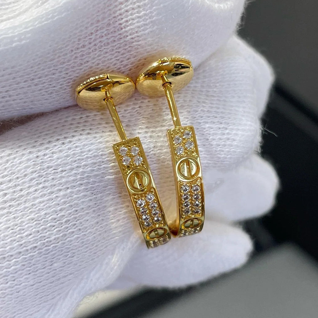 [Rose Tomorrow]LOVE EARRINGS 3.6MM DIAMOND PAVED