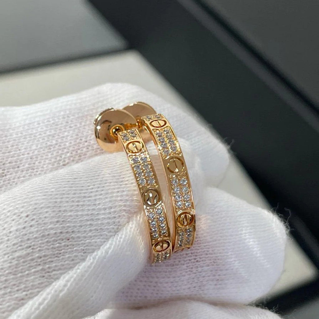 [Rose Tomorrow]LOVE EARRINGS 3.6MM DIAMOND PAVED