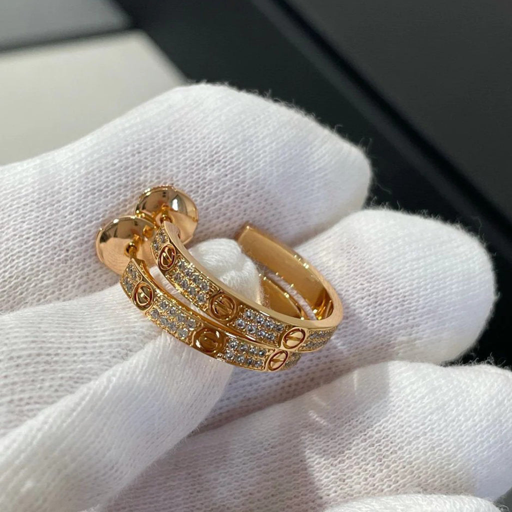 [Rose Tomorrow]LOVE EARRINGS 3.6MM DIAMOND PAVED
