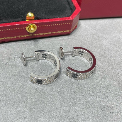 [Rose Tomorrow]LOVE CERAMIC DIAMOND PAVED SILVER EARRINGS