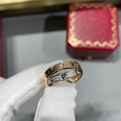 [Rose Tomorrow]LOVE PINK GOLD SILVER DIAMOND DOUBLE RING