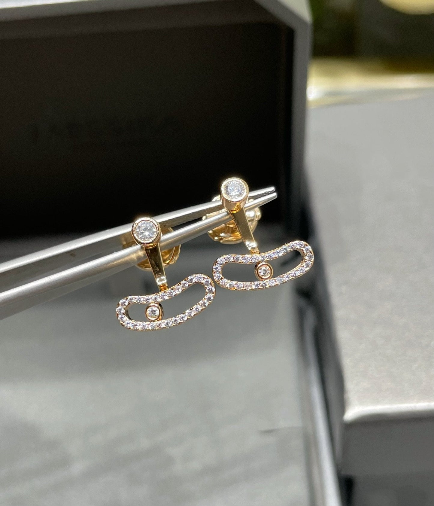 [Rose Tomorrow]MOVE UNO PINK GOLD DIAMOND EARRINGS