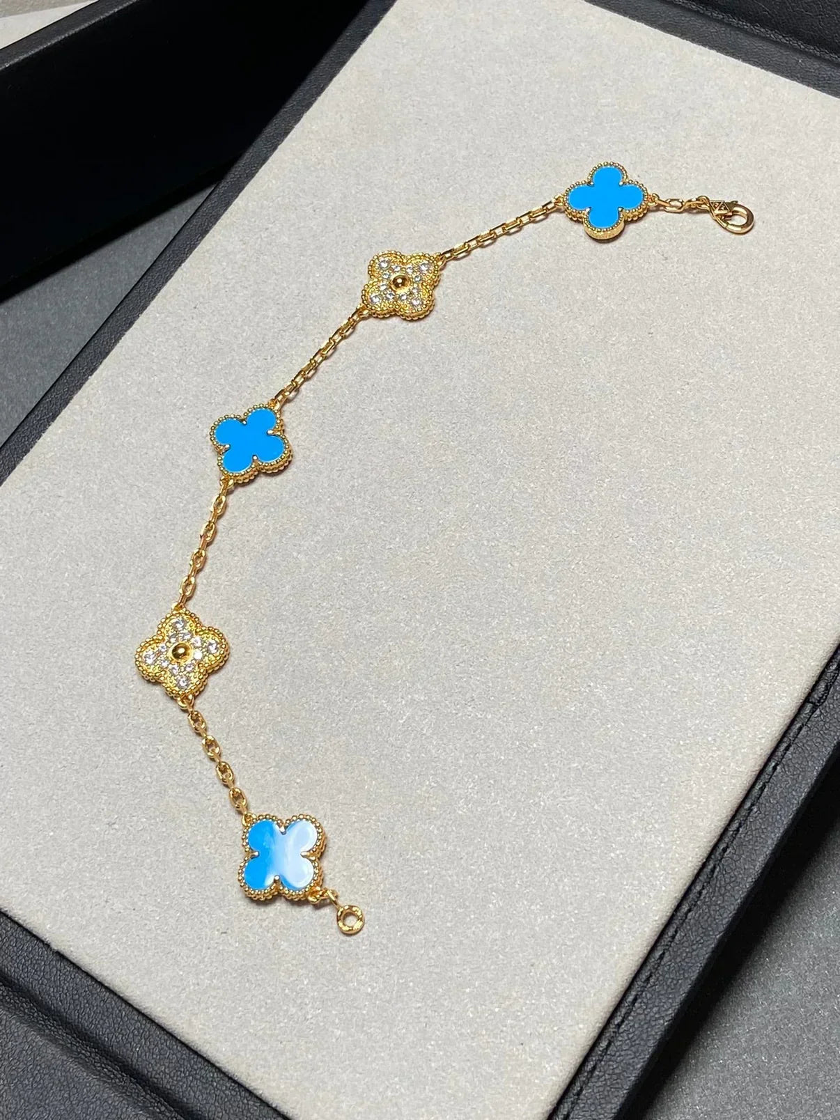 [Rose Tomorrow] CLOVER 5 MOTIF BLUE AGATE BRACELET COLLECTION