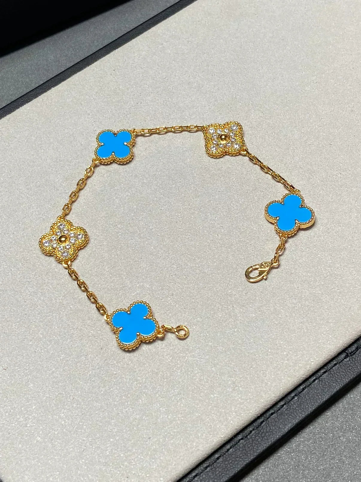 [Rose Tomorrow] CLOVER 5 MOTIF BLUE AGATE BRACELET COLLECTION