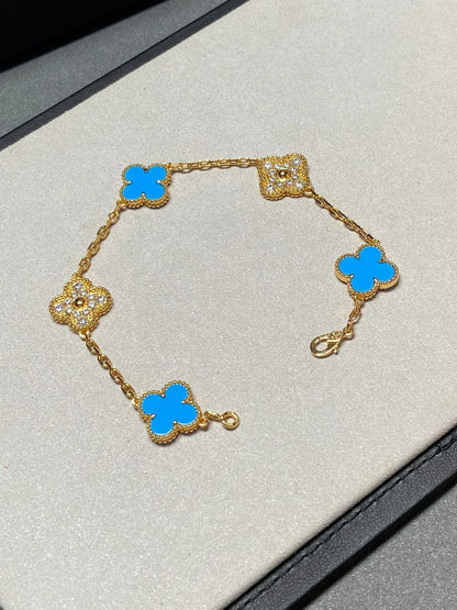 [Rose Tomorrow] CLOVER 5 MOTIF BLUE AGATE BRACELET COLLECTION