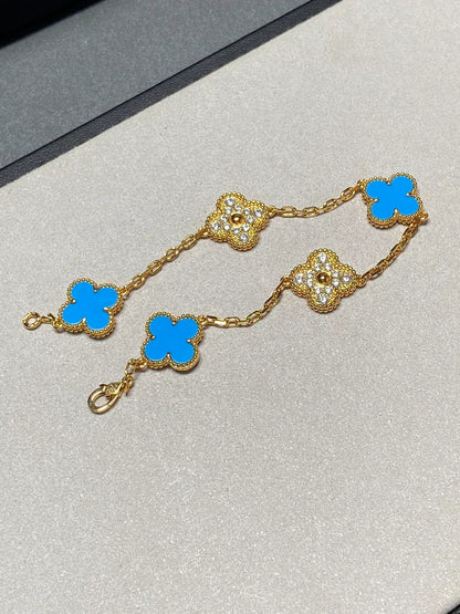 [Rose Tomorrow] CLOVER 5 MOTIF BLUE AGATE BRACELET COLLECTION