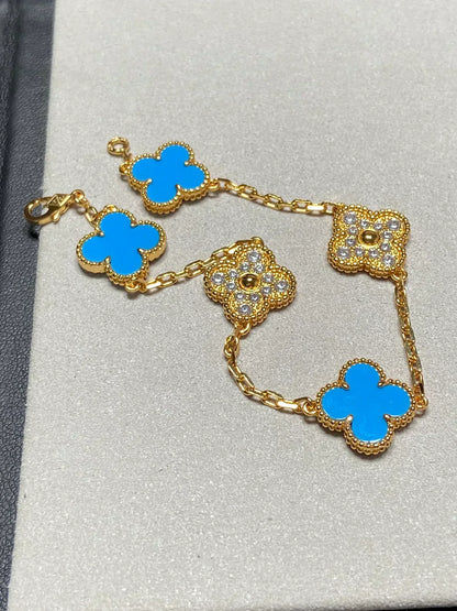 [Rose Tomorrow] CLOVER 5 MOTIF BLUE AGATE BRACELET COLLECTION