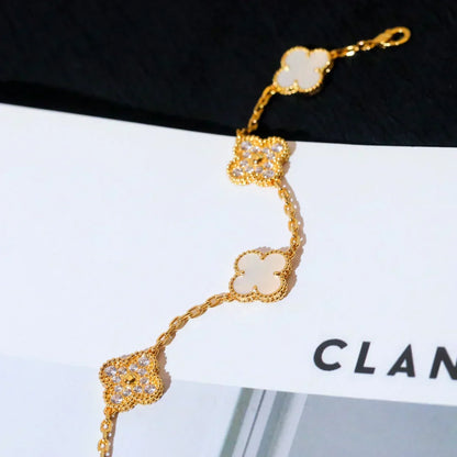 [Rose Tomorrow]CLOVER WHITE PEARL MOP 5 MOTIF BRACELET COLLECTION