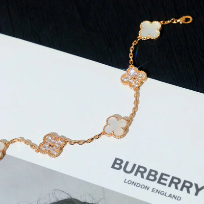 [Rose Tomorrow]CLOVER WHITE PEARL MOP 5 MOTIF BRACELET COLLECTION
