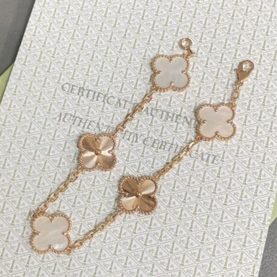 [Rose Tomorrow]CLOVER WHITE PEARL MOP 5 MOTIF BRACELET COLLECTION