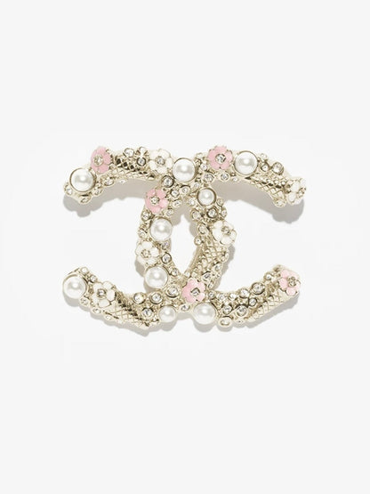 [Rose Tomorrow]26C Pink-White Enamel Ice Cream Cone Double C Brooch