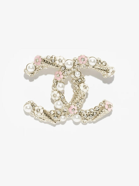 [Rose Tomorrow]26C Pink-White Enamel Ice Cream Cone Double C Brooch