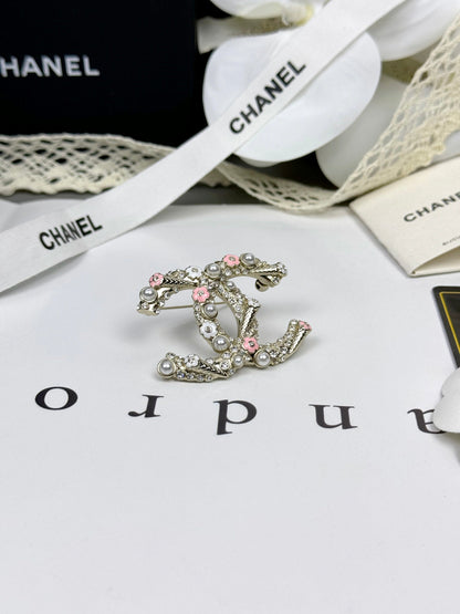 [Rose Tomorrow]26C Pink-White Enamel Ice Cream Cone Double C Brooch