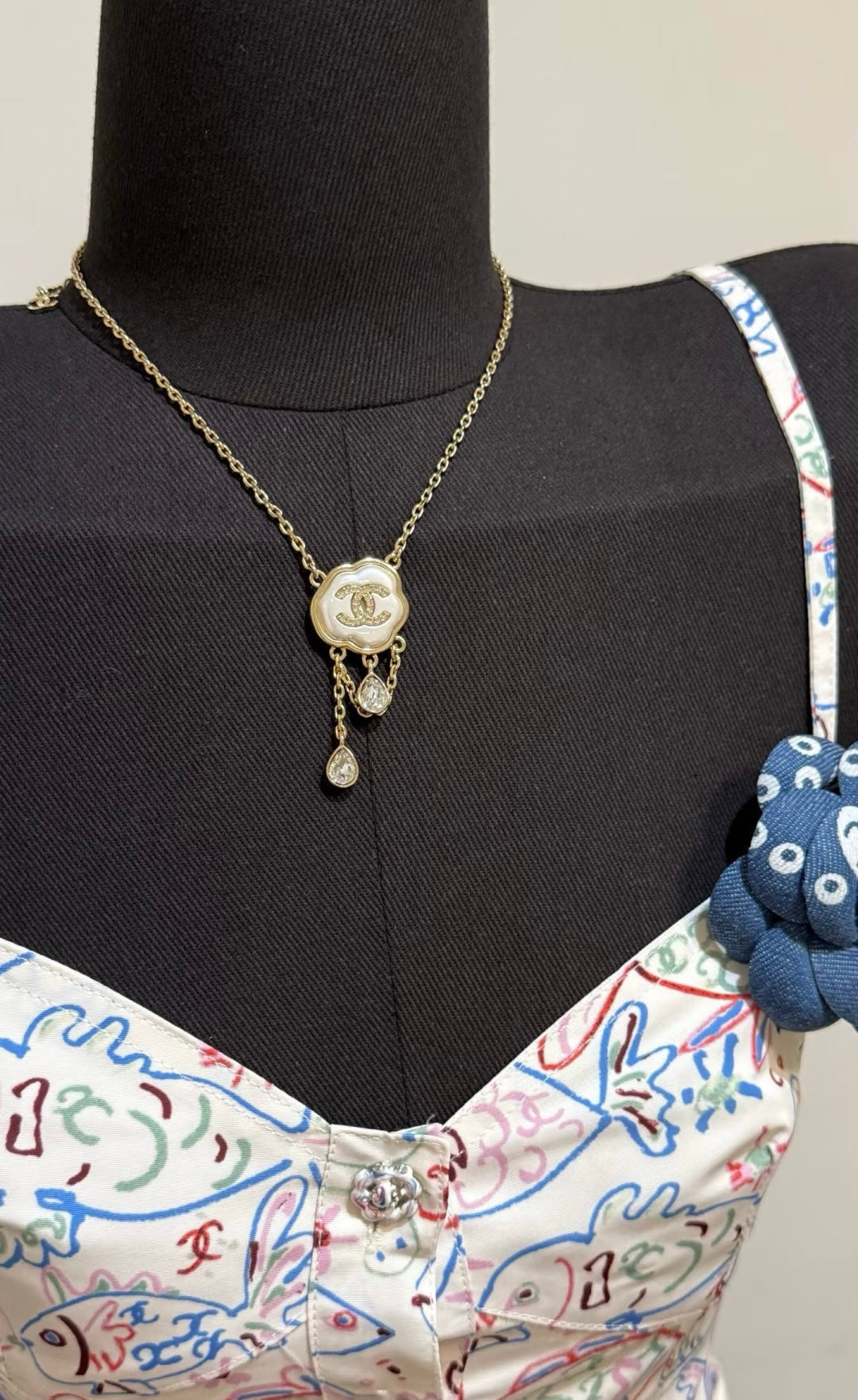 [Rose Tomorrow]Cloud Pearl Mother-of-Pearl Diamond Chain Pendant Necklace