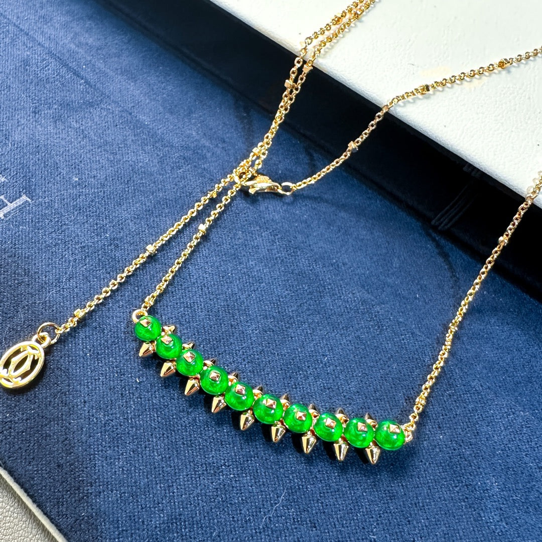 [Rose Tomorrow]New Arrival: Green Bead Rivet Necklace