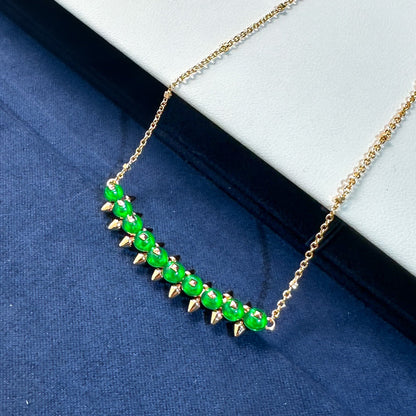 [Rose Tomorrow]New Arrival: Green Bead Rivet Necklace